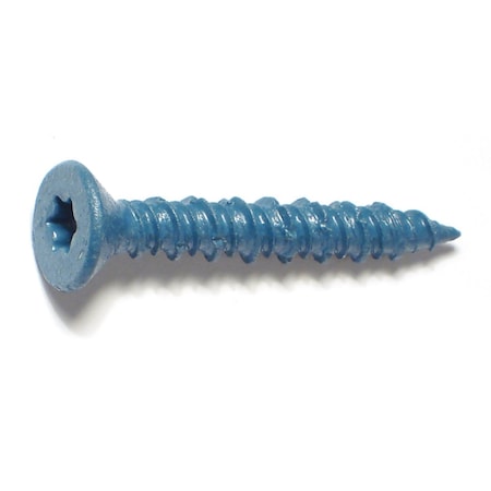 Torquemaster Masonry Screw, 1/4" Dia., Flat, 1 3/4 in L, Steel Blue Ruspert, 100 PK 51228